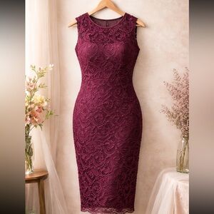 💕Elegant Lace Sleeveless Dress - Purple